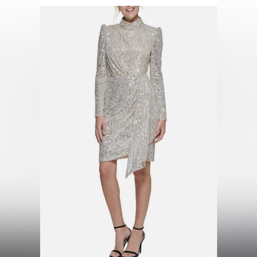 Eliza J Silver Sequin Mini Dress Size 12